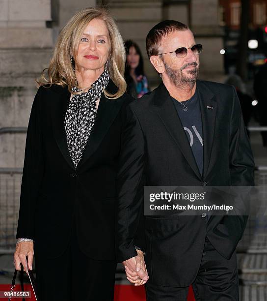 Barbara Bach and Ringo Starr attend the private view of exhibition 'Grace Kelly: Style Icon', at the Victoria & Albert Museum on April 15, 2010 in...