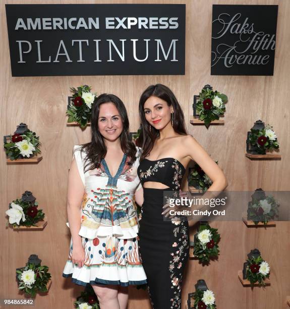 Marketing and Digital - Saks Emily Essner and Actress & Singer Victoria Justice attend as Saks And American Express Platinum celebrate the "Shop Saks...