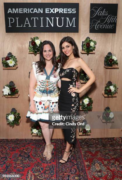 Marketing and Digital - Saks Emily Essner and Actress & Singer Victoria Justice attend as Saks And American Express Platinum celebrate the "Shop Saks...