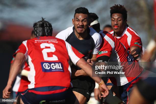 General action during the Mitre 10 Cup trial match between Counties Manukau and Tasman at Mountford Park on June 27, 2018 in Auckland, New Zealand.