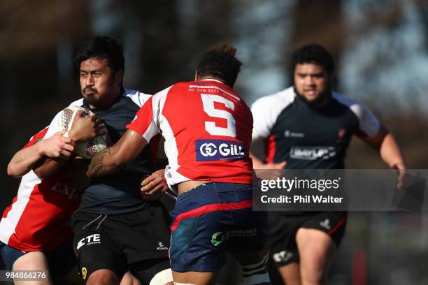 General action during the Mitre 10 Cup trial match between Counties Manukau and Tasman at Mountford Park on June 27, 2018 in Auckland, New Zealand.
