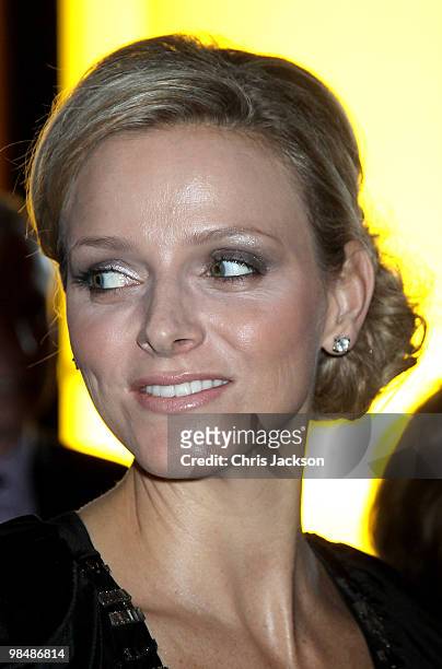 Charlene Wittstock attends the private view of the exhibition Grace Kelly: Style Icon at the Victoria & Albert Museum on April 15, 2010 in London,...