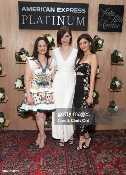 Marketing and Digital - Saks Emily Essner, Model Coco Rocha and Actress & Singer Victoria Justice attend as Saks And American Express Platinum...