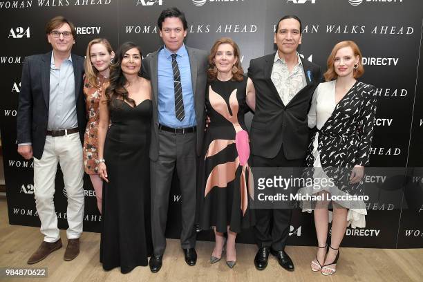 Producer Richard Solomon, actress Louisa Krause, Yvonne Russo, actor Chaske Spencer, director Susanna White, and actors Michael Greyeyes and Jessica...