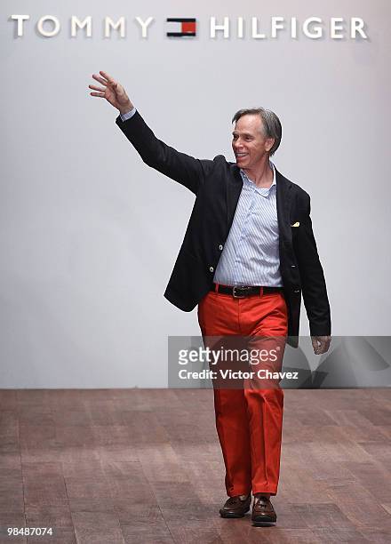 Fashion designer Tommy Hilfiger walks the runway during Mercedes-Benz Fashion Mexico Autumn Winter 2010 at Campo Marte on April 14, 2010 in Mexico...
