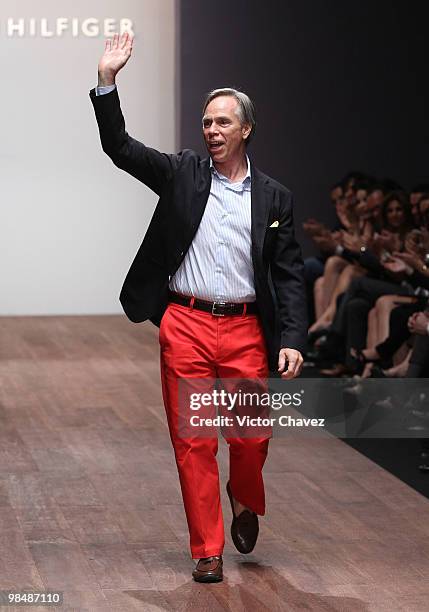 Fashion designer Tommy Hilfiger walks the runway during Mercedes-Benz Fashion Mexico Autumn Winter 2010 at Campo Marte on April 14, 2010 in Mexico...