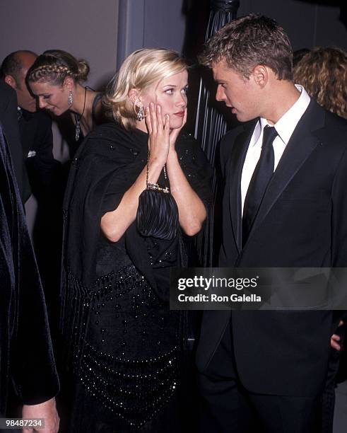 Actress Reese Witherspoon and actor Ryan Phillippe attend the Ninth Annual Vanity Fair Oscar Party on March 24, 2002 at Morton's Restaurant in West...