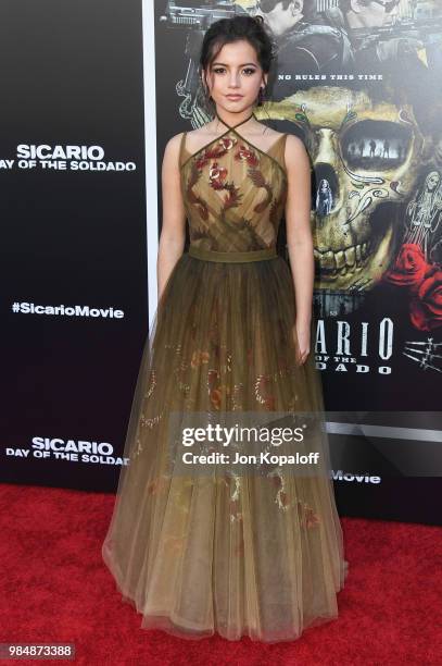 Isabella Moner attends Columbia Pictures' "Sicario: Day Of The Soldado" Premiere at Westwood Regency Theater on June 26, 2018 in Los Angeles,...