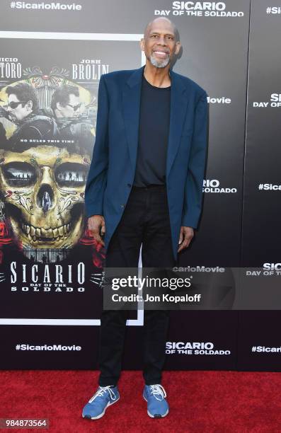 Kareem Abdul-Jabbar attends Columbia Pictures' "Sicario: Day Of The Soldado" Premiere at Westwood Regency Theater on June 26, 2018 in Los Angeles,...