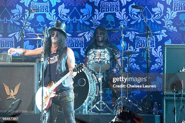 Guitarist Slash and musician Dave Grohl perform at the 2nd Annual Revolver Golden Gods Awards at Club Nokia on April 8, 2010 in Los Angeles,...