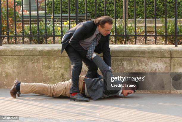 Ethan Hawke is seen on location for the filming of ''The Woman in the Fifth'' on April 15, 2010 in Paris, France.