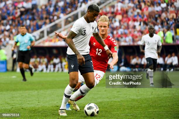 Presnel Kimpembe of France and Kasper Dolberg of Denmark fight for the ball during the 2018 FIFA World Cup Group C match between Denmark and France...