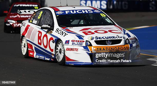 Jason Richards drives for Team BOC during practice for the Hamilton 400, which is round four of the V8 Supercar Championship Series, at the Hamilton...