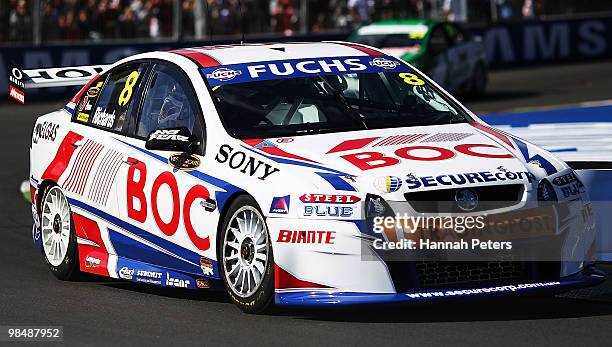 Jason Richards drives for Team BOC during practice for the Hamilton 400, which is round four of the V8 Supercar Championship Series, at the Hamilton...