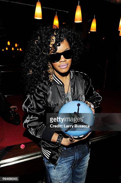 Rapper Teyana Taylor attends the 2010 Jordan Brand classic celebrity bowling event at Lucky Strike Lanes & Lounge on April 15, 2010 in New York City.