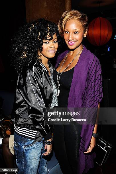 Rapper Teyana Taylor and singer Olivia attend the 2010 Jordan Brand classic celebrity bowling event at Lucky Strike Lanes & Lounge on April 15, 2010...