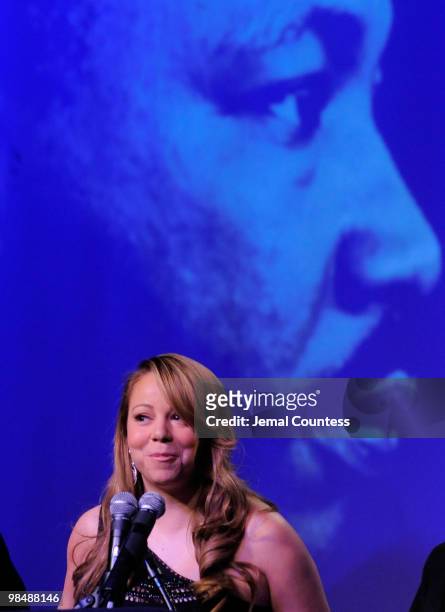 Singer Mariah Carey receives the James Brown Cultural Excellence Award during the 12th annual Keepers Of The Dream Awards at the Sheraton New York...
