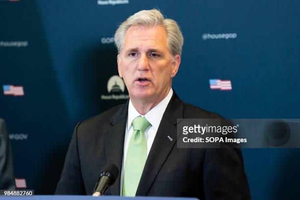 United States Representative Kevin McCarthy speaking at a press conference in the US Capitol.