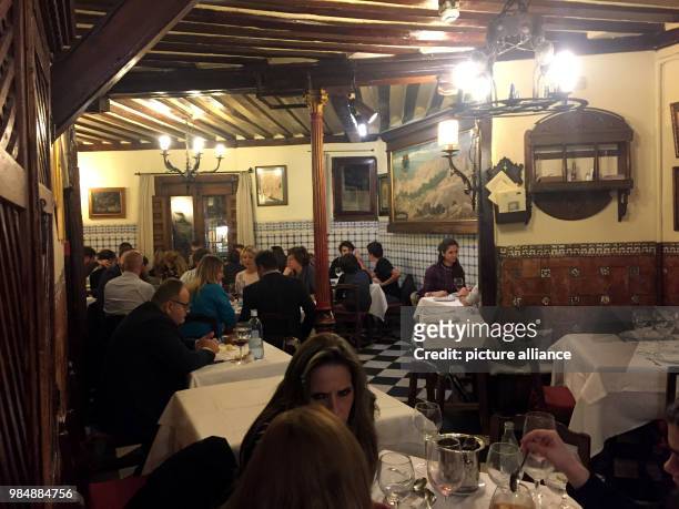 The oldest restaurant in the world, 'Sobrino de Botin' was established in 1725 and still serves traditional food to this day in Madrid, Spain, 15...