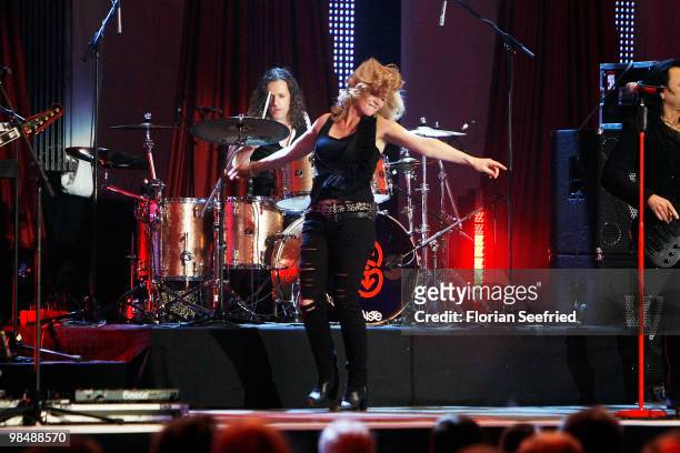 Singer Anna Loos-Lierfers and band Silly perform at the 'LEA - Live Entertainment Award 2010' at Color Line Arena at Hamburg on April 15, 2010 in...