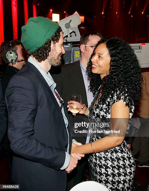 Singer Max Herre and Joy Maureen Denalane attend the 'LEA - Live Entertainment Award 2010' at Color Line Arena at Hamburg on April 15, 2010 in...