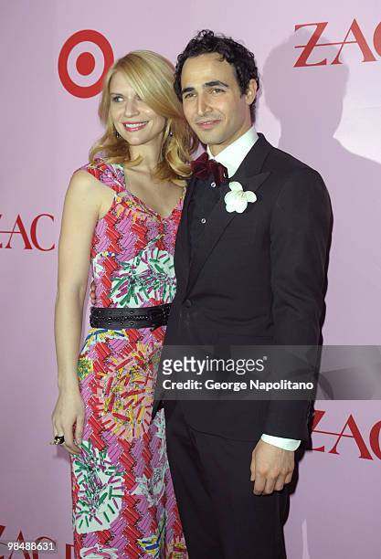Actress Claire Danes and designer Zac Posen attend the Zac Posen for Target Collection launch party at the New Yorker Hotel on April 15, 2010 in New...