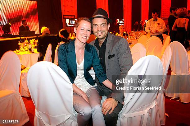 Singer Roger Cicero and girlfriend Kathrin Clasen attend the 'LEA - Live Entertainment Award 2010' at Color Line Arena on April 15, 2010 in Hamburg,...