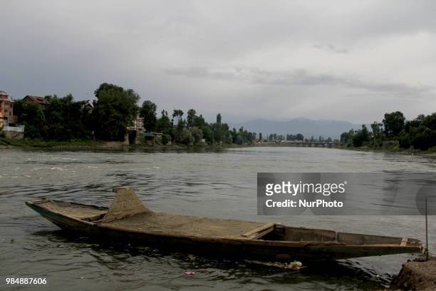 View of River Jehlum in Sopore, District Baramulla, Jammu and Kashmir, India, on 27 June 2018.