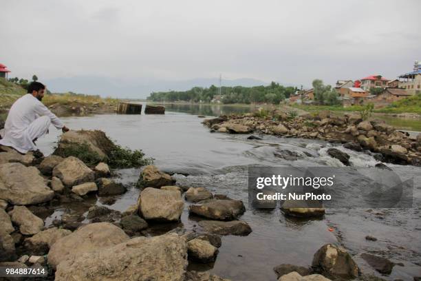 View of River Jehlum in Sopore, District Baramulla, Jammu and Kashmir, India, on 27 June 2018.