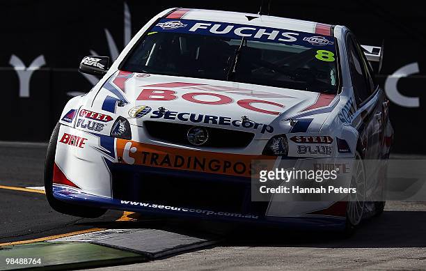 Jason Richards drives for Team BOC during practice for the Hamilton 400, which is round four of the V8 Supercar Championship Series, at the Hamilton...