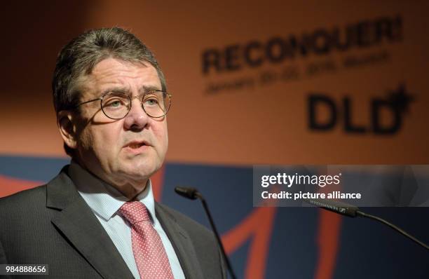 German Foreign Minister Sigmar Gabriel speaking at the start of the Digital, Life, Design innovation conference at the Literaturhaus in Munich,...