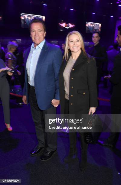 Actor Arnold Schwarzenegger and his girlfriend Heather Milligan pictured at the Kitz Race Club Party 2018 in Kitzbuehel, Austria, 20 January 2018....