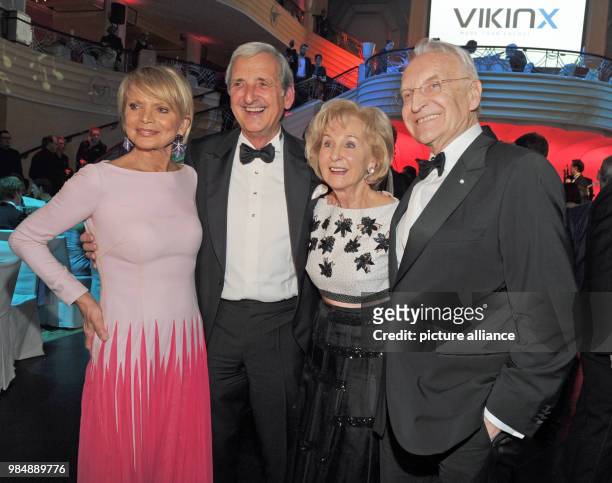 Actress Uschi Glas and her husband Dieter Hermann, as well as former Bavarian Premier Edmund Stoiber and his wife Karin, celebrating at the 45th...