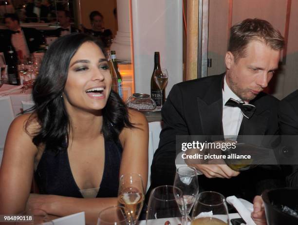 Comedian Oliver Pocher and model Amira Aly celebrating at the 45th German Film Ball in the Bayerischer Hof in Munich, Germany, 20 January 2018....