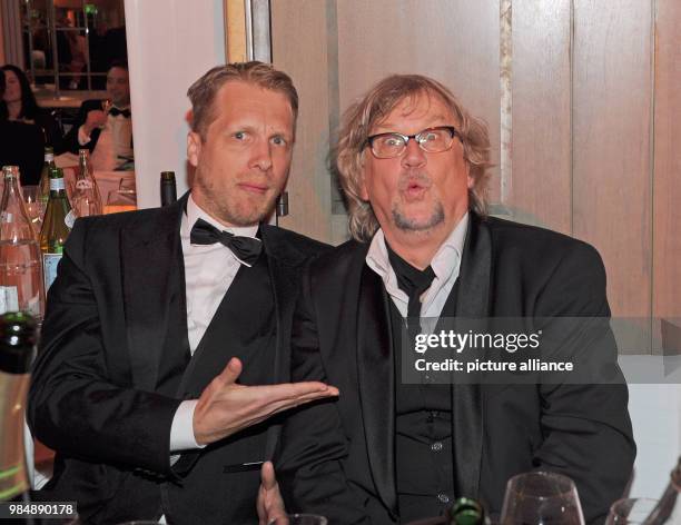 Comedian Oliver Pocher and media manager Martin Krug celebrating at the 45th German Film Ball in the Bayerischer Hof in Munich, Germany, 20 January...