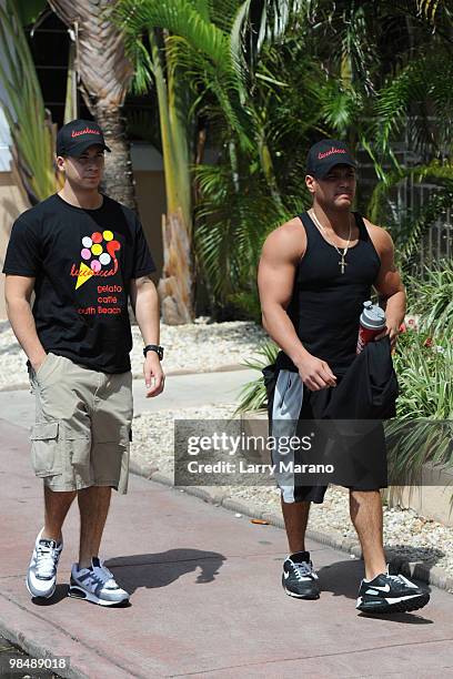 Vinny Guadagnio and Ronnie Ortiz Margo are seen on April 15, 2010 in Miami Beach, Florida.