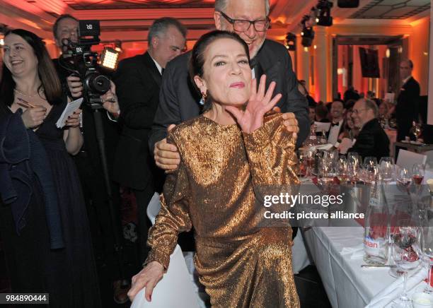 Actress Hannelore Elsner celebrating at the 45th German Film Ball in the Bayerischer Hof in Munich, Germany, 20 January 2018. Photo: Ursula Düren/dpa