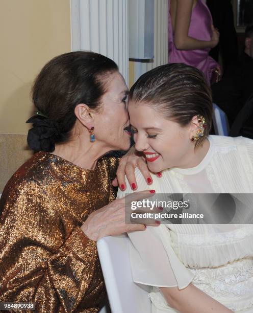 Actresses Hannelore Elsner and Jella Haase celebrating at the 45th German Film Ball in the Bayerischer Hof in Munich, Germany, 20 January 2018....