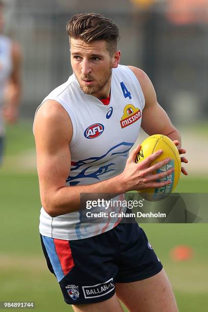 Marcus Bontempelli of the Bulldogs in action during a training session at Whitten Oval on June 27, 2018 in Melbourne, Australia.