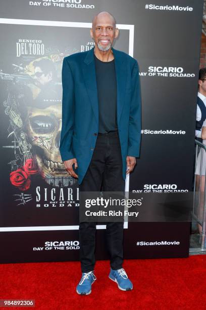 Kareem Abdul-Jabbar attends the premiere of Columbia Pictures' "Sicario: Day Of The Soldado" at Regency Village Theatre on June 26, 2018 in Westwood,...