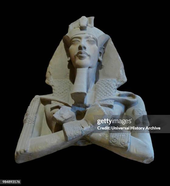 Statue of Akhenaten . I8th Dynasty. One of a series of colossal statues that once lined a colonnade in the Precinct of the Aten at Karnak. This...