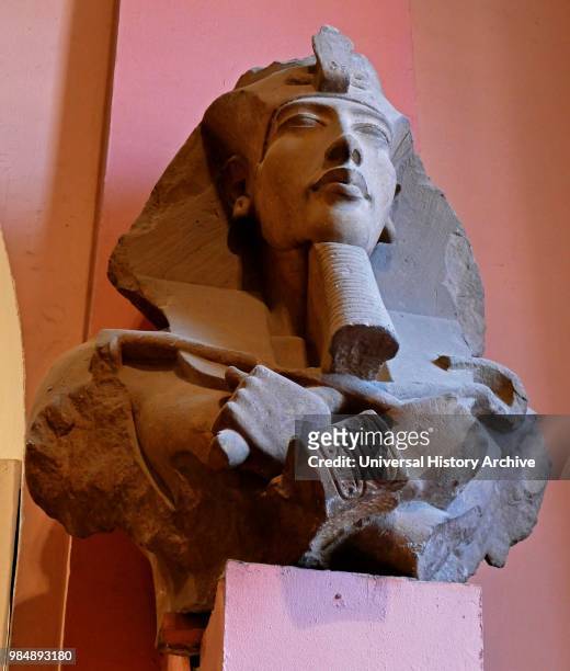 Bust of Akhenaten found in the Precinct of the Aten at Karnak. Sandstone. 18th Dynasty. Reign of Akhenaten . Part of a statue which was one of a...