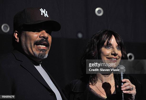 Actor Luis Guzman and filmmaker Bette Gordon attend a panel after the special screening of "Variety" at the IFC Center on April 15, 2010 in New York...