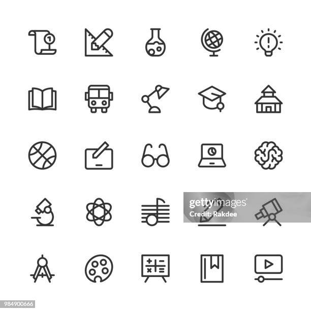 education icons - line series - science equation stock illustrations