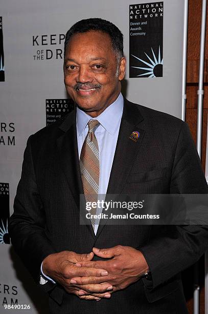Reverend Jesse Jackson takes a moment to pose for a photo on the red carpet at the 12th annual Keepers Of The Dream Awards at the Sheraton New York...
