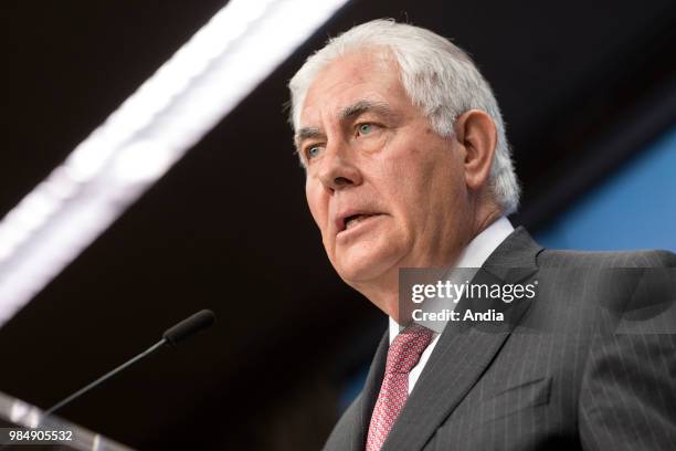 Belgium, Brussels, on : United States Secretary of State Rex Tillerson at the Council of Europe.