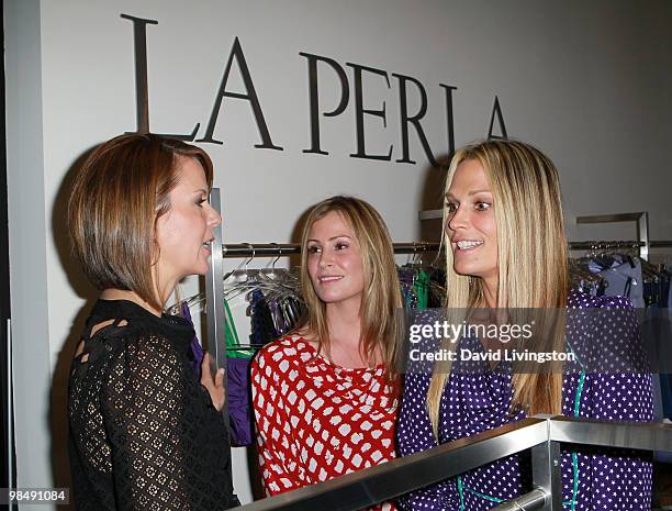 La Perla CEO North America Suzy Biszantz, stylist Tracy Hutson and actress Molly Sims attend an evening to benefit Heal the Bay hosted by La Perla on...