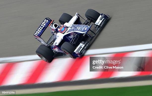 Rubens Barrichello of Brazil and Williams drives during practice for the Chinese Formula One Grand Prix at the Shanghai International Circuit on...