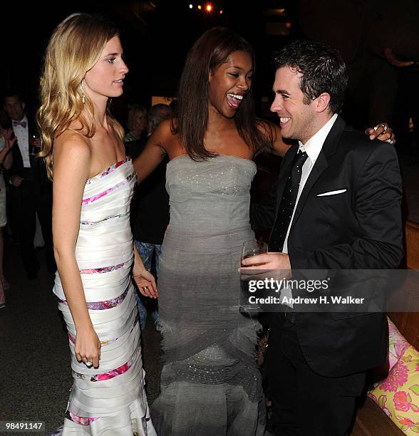 Models Julie Henderson, Jessica White and Kristian Laliberte talk at the 2010 AMNH Museum Dance at the American Museum of Natural History on April...