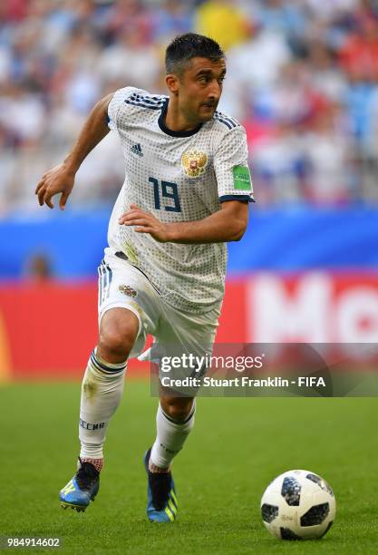 Aleksandr Samedov of Russia in action during the 2018 FIFA World Cup Russia group A match between Uruguay and Russia at Samara Arena on June 25, 2018...